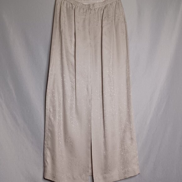 Adrianna Papell Skirt Suit Silk 2pc Womens 10 Beige/Silver Faux Pearl Beaded - Picture 11 of 16